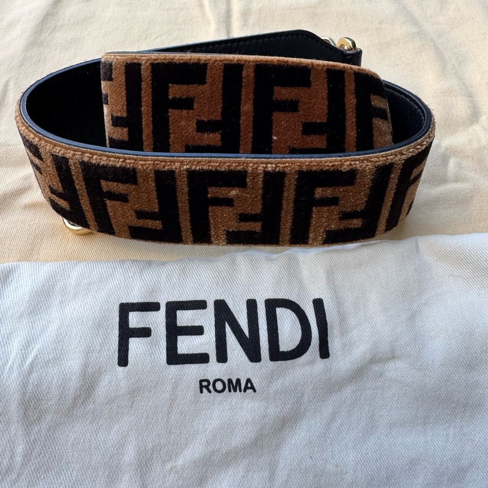 Fendi Velvet Tapestry FF You Strap Tobacco